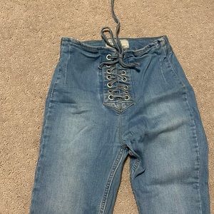 free people lace up high rise jeans